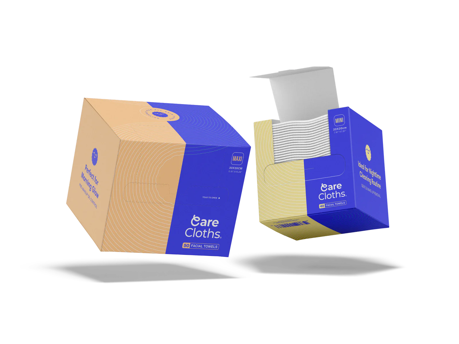 CareCloths MAXI and MINI boxes floating side by side