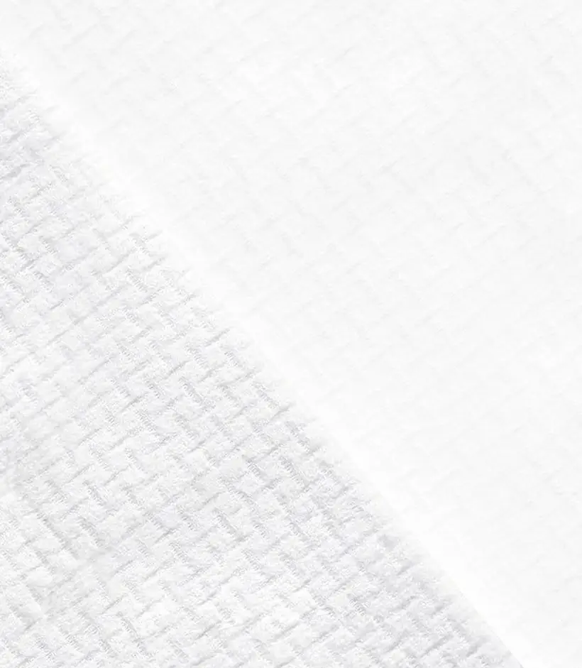 Macro close-up of the CareCloths weave: the textured side meeting the smooth side